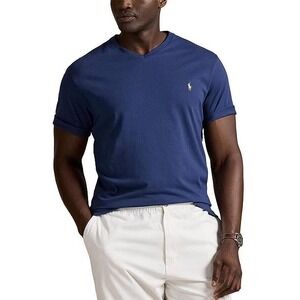 POLO RALPH LAUREN MEN'S S/S V-NECK T-SHIRT~DEEP BLUE~4X BIG~NWT